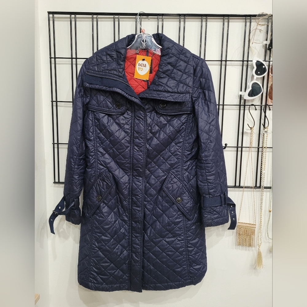 Navy Quilted Women's Coat